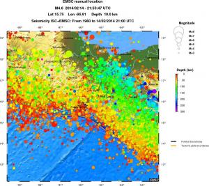 regional depth historical seismicity