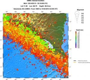 regional depth historical seismicity