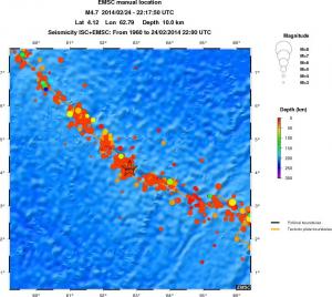 regional depth historical seismicity