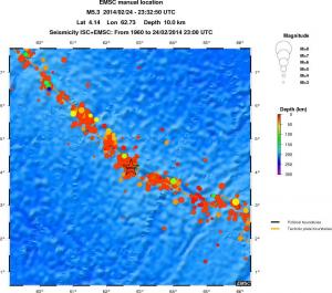 regional depth historical seismicity