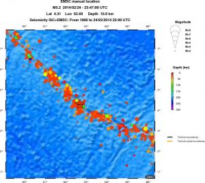 regional depth historical seismicity
