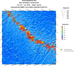 regional depth historical seismicity