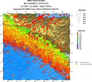 regional depth historical seismicity