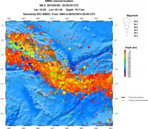 regional depth historical seismicity