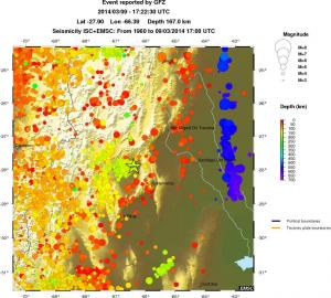 regional depth historical seismicity