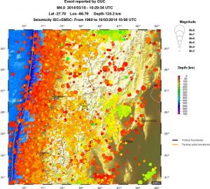 regional depth historical seismicity