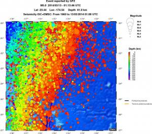 regional depth historical seismicity