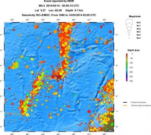 regional depth historical seismicity