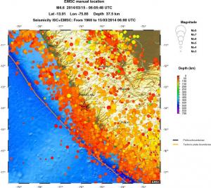 regional depth historical seismicity