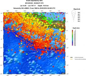 regional depth historical seismicity