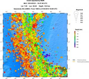 regional depth historical seismicity