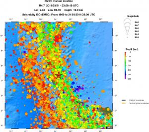 regional depth historical seismicity