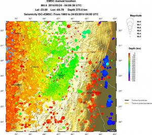 regional depth historical seismicity