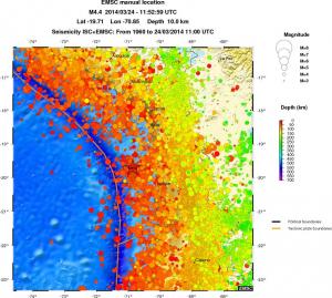 regional depth historical seismicity