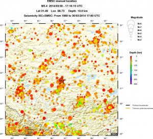 regional depth historical seismicity