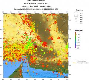 regional depth historical seismicity