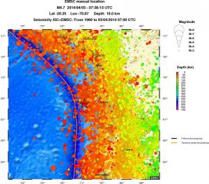 regional depth historical seismicity