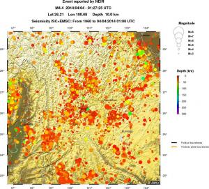 regional depth historical seismicity