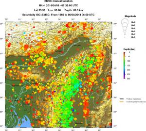 regional depth historical seismicity