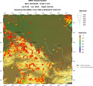 regional depth historical seismicity