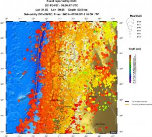 regional depth historical seismicity