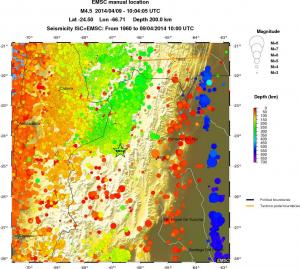 regional depth historical seismicity