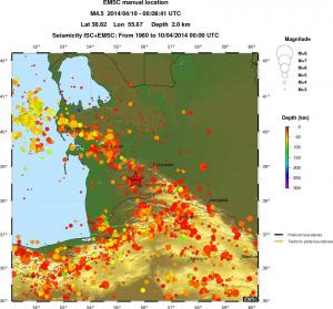 regional depth historical seismicity
