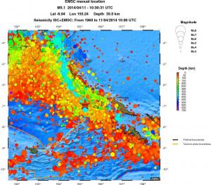 regional depth historical seismicity