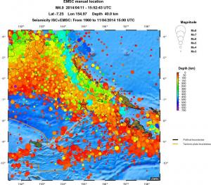 regional depth historical seismicity