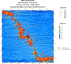 regional depth historical seismicity