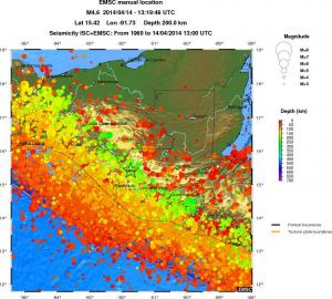 regional depth historical seismicity