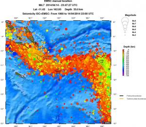 regional depth historical seismicity