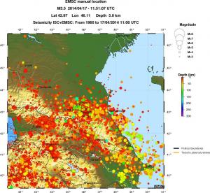 regional depth historical seismicity