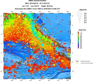 regional depth historical seismicity