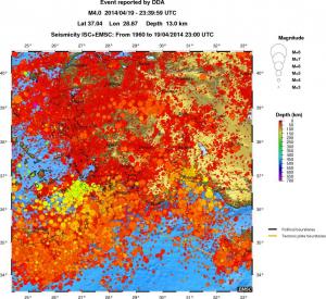 regional depth historical seismicity