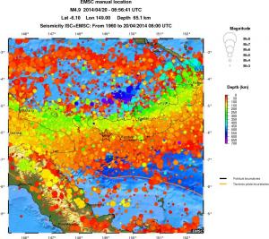regional depth historical seismicity