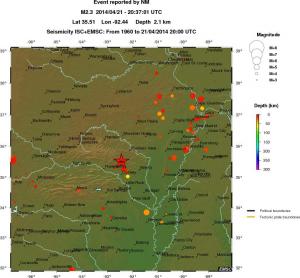 regional depth historical seismicity