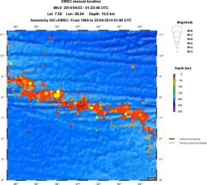 regional depth historical seismicity