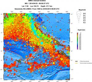 regional depth historical seismicity