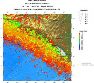 regional depth historical seismicity