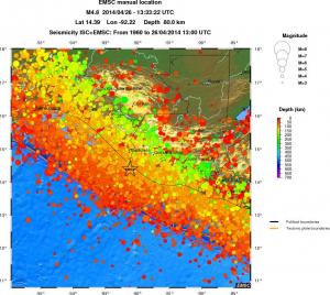 regional depth historical seismicity