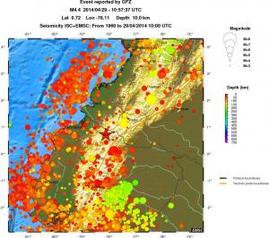 regional depth historical seismicity