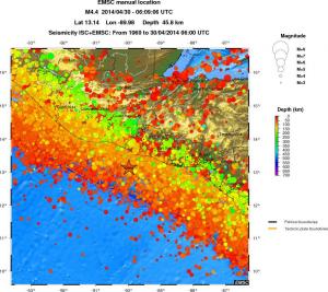 regional depth historical seismicity