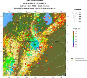 regional depth historical seismicity