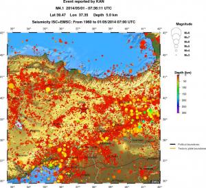 regional depth historical seismicity