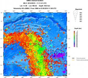 regional depth historical seismicity