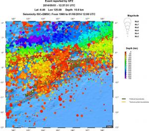 regional depth historical seismicity