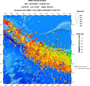 regional depth historical seismicity