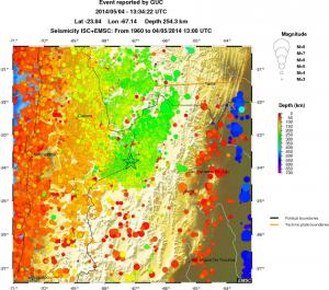 regional depth historical seismicity