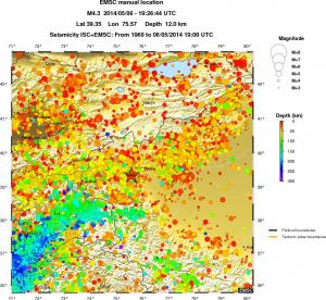 regional depth historical seismicity